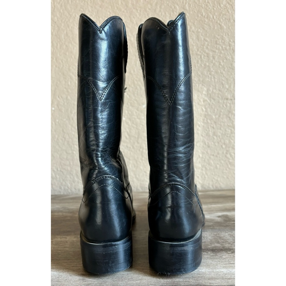 Tony Lama Black Leather Roper Boots Youth Size 4 - Picture 5 of 11